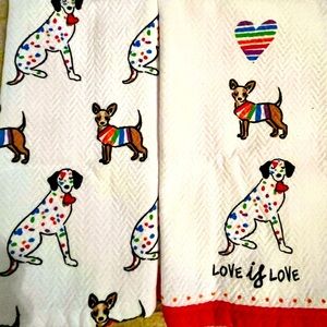 New 2 Large Rainbow Puppy Luxury Cotton Hand Towels